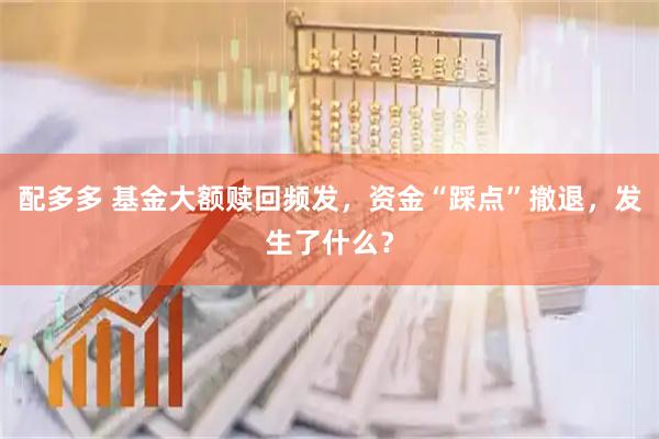 配多多 基金大额赎回频发，资金“踩点”撤退，发生了什么？
