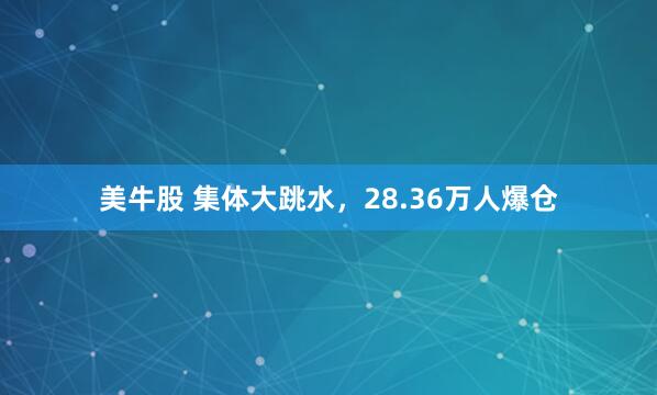 美牛股 集体大跳水，28.36万人爆仓